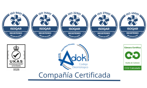 Certificaciones AUXTEGRA — ISO 9001, 14001, 22301, 27001, 45001, UKAS, Adok, Cámara Certifica